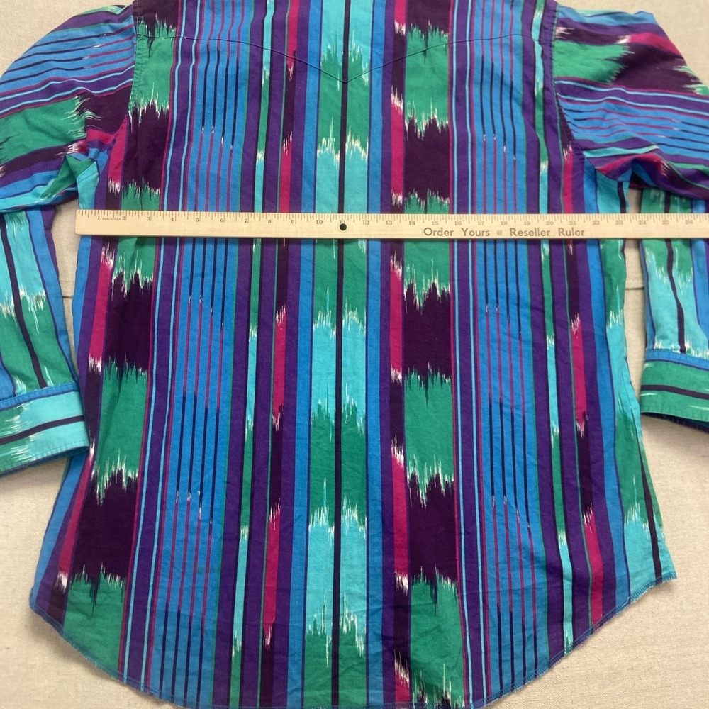 Vintage Wrangler Shirt Mens XL Aztec Navajo Brushpopper Western Cowboy 90s - Picture 5 of 6